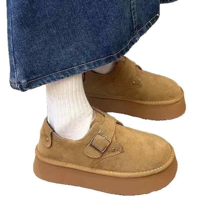 スノーブーツ レディース 厚底 ボア 防滑 暖かい 履きやすい カジュアル スリッポン ラウンドトゥ 杏色..