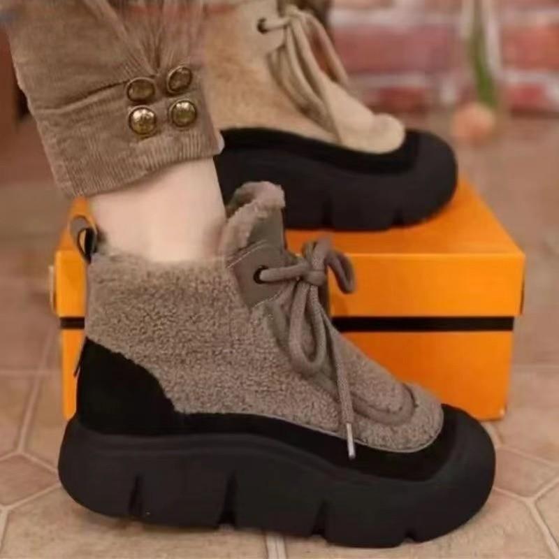 ブーツ レディース 厚底 スノーブーツ 防滑 保温 ショートブーツ カジュアル 婦人靴 冬 あったか グレ..