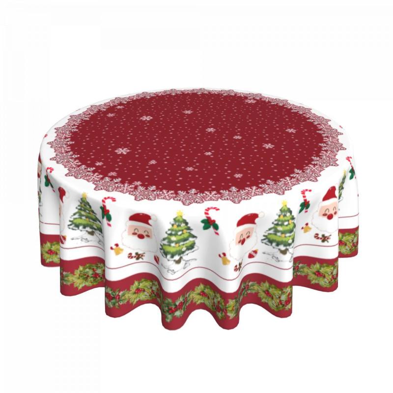 テーブルクロス 円形 クリスマス柄 ポリエステル製 防水 防油 耐熱 防汚 撥水 食卓カバー モダン シン..