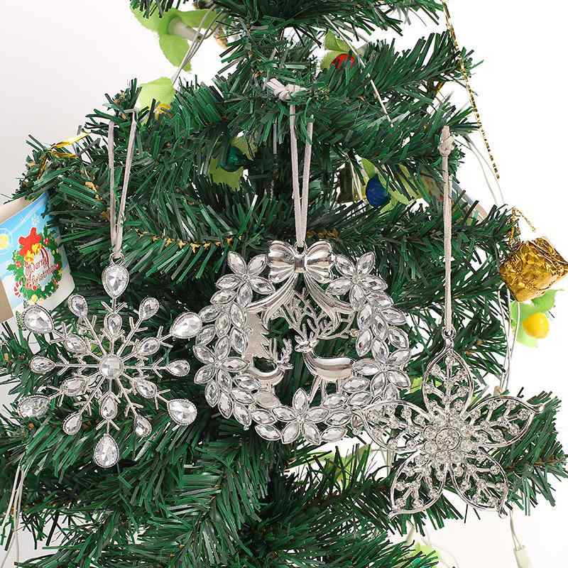 クリスマスツリー オーナメント 雪の結晶 ラインストーン 合金製 ショーウィンドウ 新年 ギフト