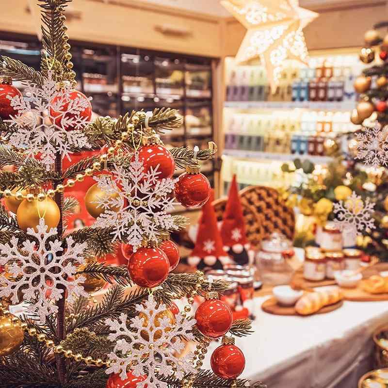 クリスマス オーナメント 雪の結晶 キラキラ ラメ グリッター クリスマスツリー 飾り デコレーション ..
