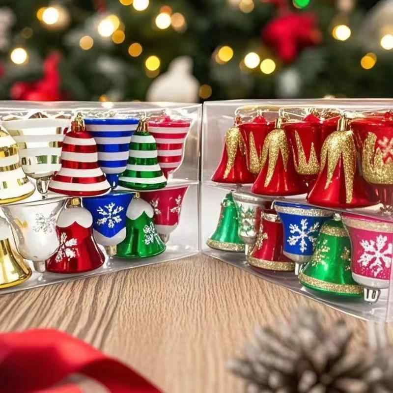 クリスマス オーナメント 6個 雪の結晶 ベル デコレーション 北欧風 プラスチック 店舗 飾り付け