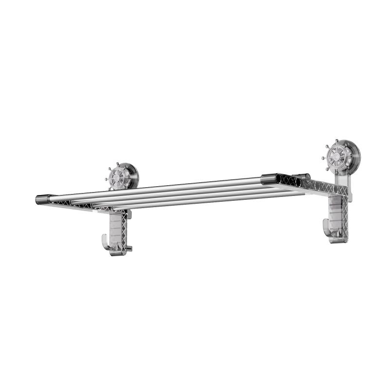 タオル掛け 折り畳み式 ステンレス製 4連 タオルバー バスルーム ラック サニタリー収納 スリッパ バスタオル 収納ラック 壁掛け 浴室 ..