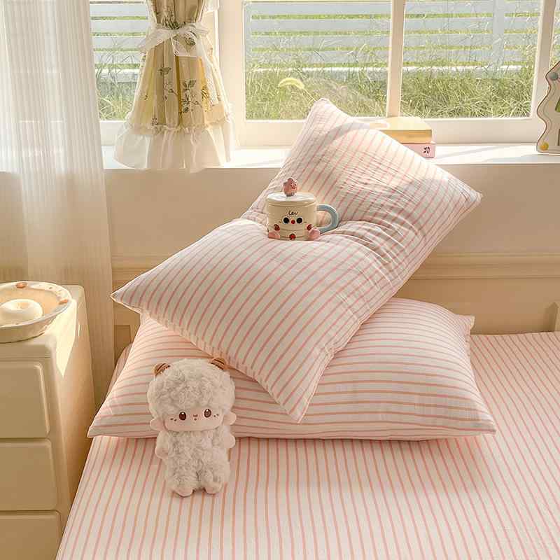 枕カバー 大人用 無印風 水洗い綿 48*74cm シンプル ストライプ柄 ピローケース コットン100% 北欧