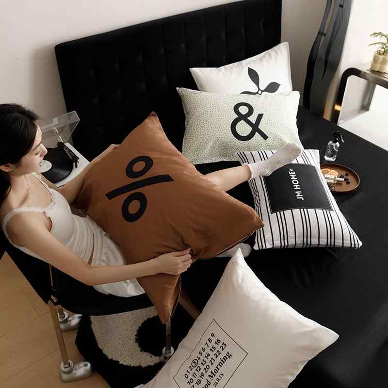 枕カバー 2枚セット 綿100% 48cmx74cm オールシーズン 北欧風 黄白ストライプ ブルー格子柄 グリーンド..