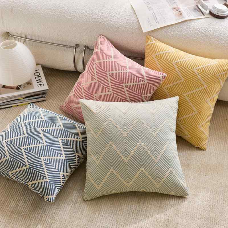 Pillow Cases - クッション 北欧風 色織 提花 ソファ リビング 抱き枕 オフィス ベッド 車用 スクエア 取り外し可能 洗える ポリエステル PP綿 45×45cm