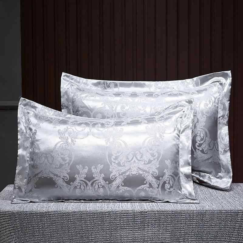 Pillow Cases - 枕カバー 全綿 マチ付き ヨーロピアン 高級感 光沢 なめらか 吸湿性 通気性 ローズ柄 バロック柄 花柄 48cmX74cm