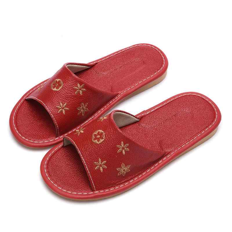 ルームシューズ レディース メンズ 本革 レザー スリッパ サンダル 室内履き 滑り止め 通気性 カップル PVC 夏 大紅 淡藍 粉色 酒红 深藍 水灰 棕色 黒色