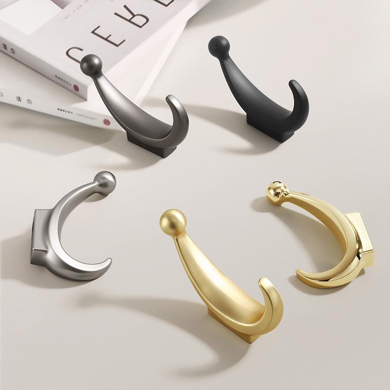 フック 北欧 亜鉛合金 コート 衣類 帽子 バッグ 壁掛け ドア 玄関 クローゼット キッチン バスルーム 収納 ブラック系