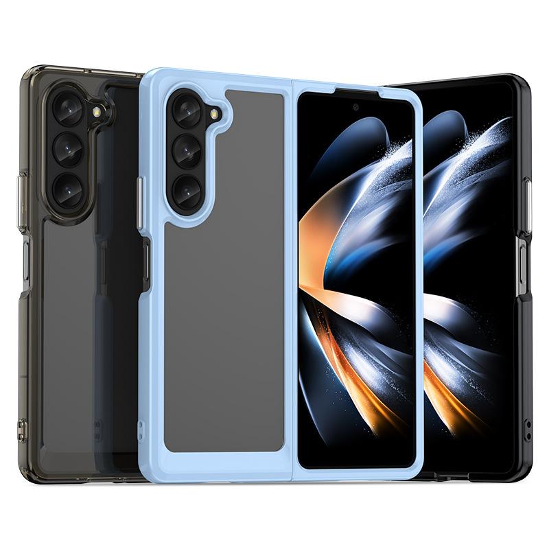 スマホケース Galaxy Z Fold5 Z Flip5 カバー 全面保護 耐衝撃 TPU アクリル 無地 シンプル かわいい 透明 クリア ブラック ブルー