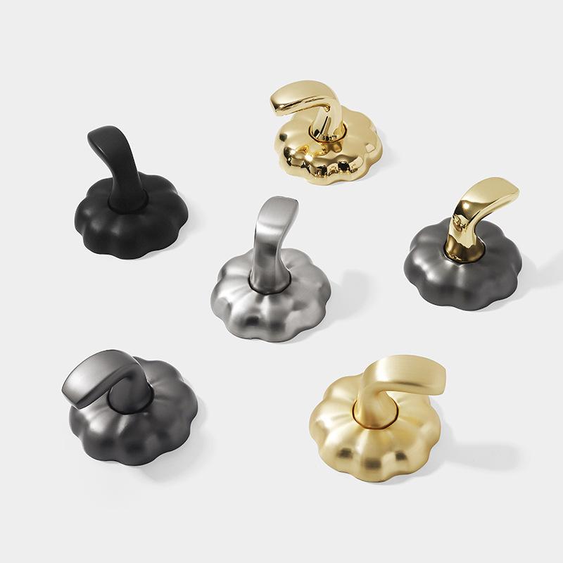 フック 北欧風南瓜型衣類掛け 亜鉛合金製 壁掛け 帽子掛け コート掛け ブラック