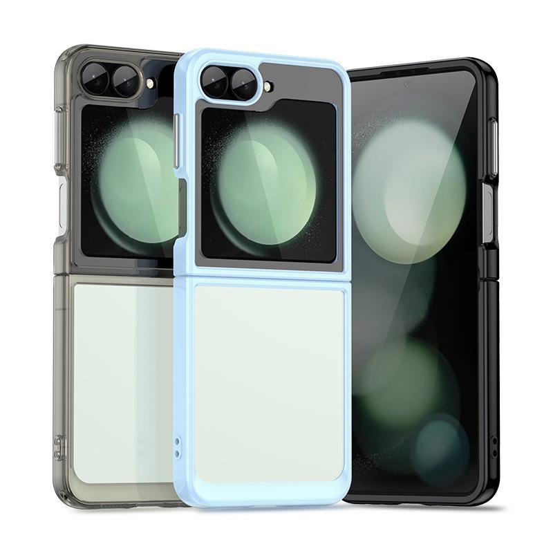 スマホケース Galaxy Z Flip6 TPU アクリル 耐衝撃 透明 クリアケース 動物柄 水钻 チューリップ カー..