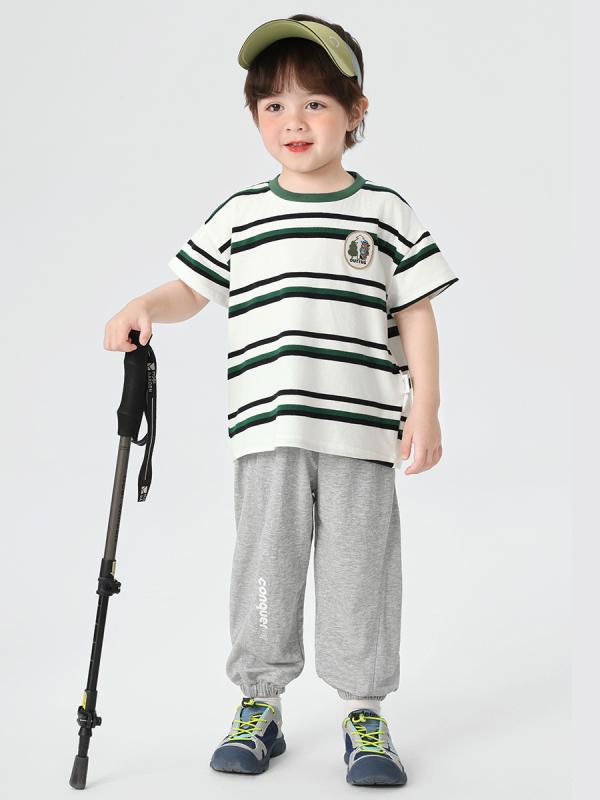 Other - キッズ 男の子用 セットアップ ストライプ 半袖 Tシャツ ズボン 上下セット 薄手 夏服 普段着