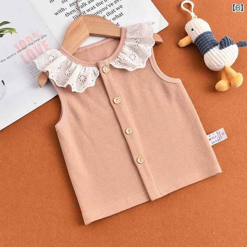シャドーテールのベビー服 ベスト 春秋 薄手 ワッフル コットン 小背心 子供 赤ちゃん チョッキ かわいい おしゃれ 70 80 90 100 110 120 130 春 ベビー 幼児 女の子 男の子｜アングル3