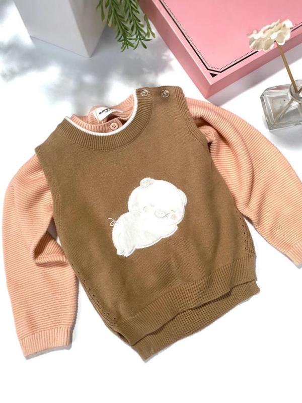 子供服 ベスト 春秋 ベビー服 アップリケ 刺繍 ニット ノースリーブ セーター 保温 コットン 韓国風 か..