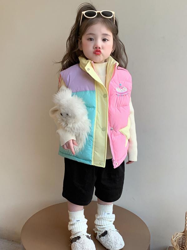 子供服 ベスト 女の子 中綿入り チョッキ 秋冬 アウター 防寒 90cm 100cm 110cm 12...