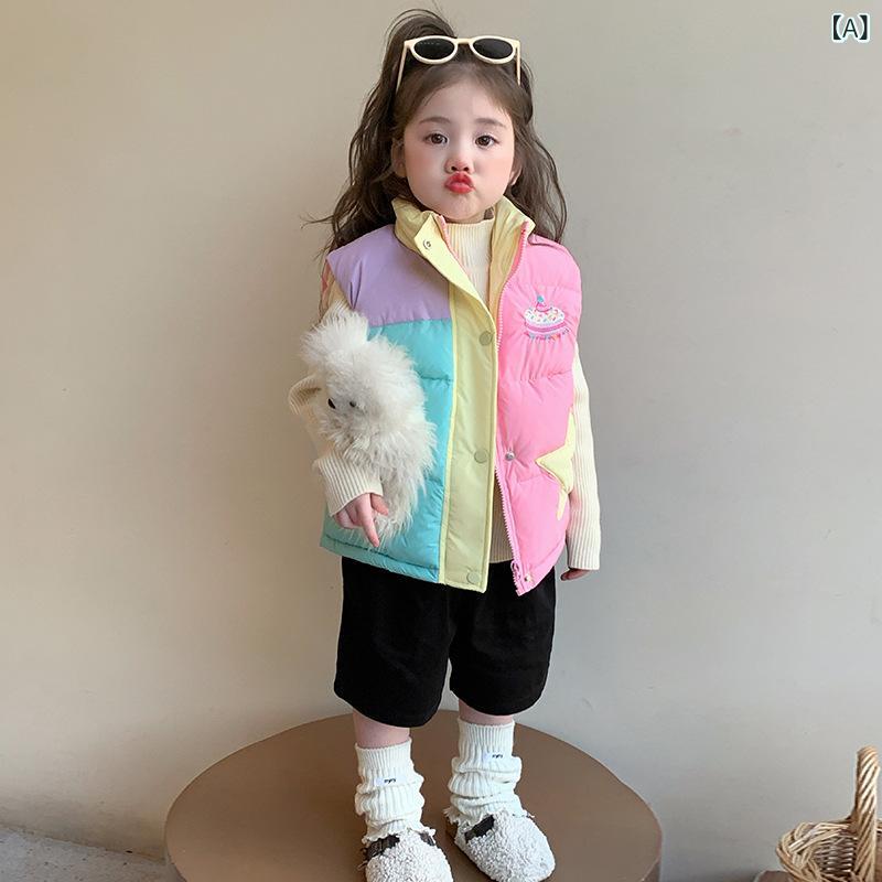 子供服 ベスト 女の子 中綿入り チョッキ 秋冬 アウター 防寒 90cm 100cm 110cm 12...