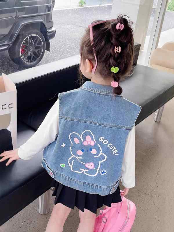 子供服 デニムベスト 女の子 春秋 薄手 ベビー キッズ おしゃれ かわいい ノースリーブ アウター ジャケット トップス 普段使い