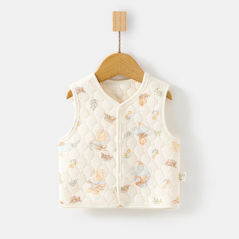 ベビー服 子供用 保温ベスト 春秋 ベビー キルティング ベスト 新生児 綿100% 腹巻付き トップス かわいい アニマル柄 花柄 66cm 73cm 80cm 90cm