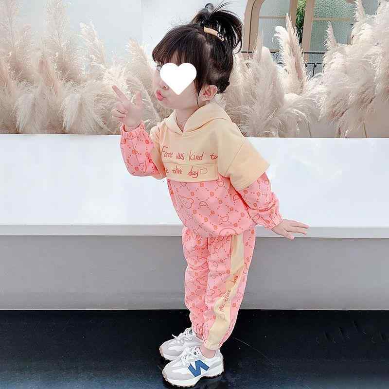 Other - キッズ ガールズ ジャージ 上下セット 子供服 女の子 スポーツウェア 春秋 長袖 パーカー パンツ 2点 セットアップ 普段着 部屋着 かわいい 小熊 プリント 綿