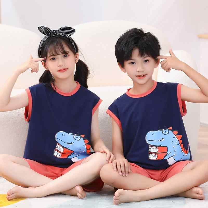 子供用ルームウェア キッズ 男の子 女の子 パジャマ 薄手 ノースリーブ 短パン 上...