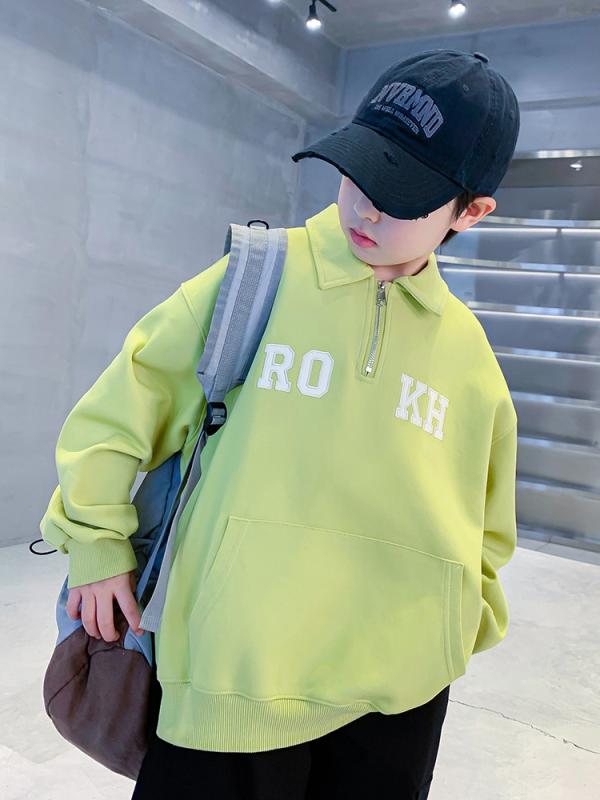 キッズ ボーイズ ポロシャツ 長袖トップス 子供服 スウェット プルオーバー カットソー おしゃれ かわいい 韓国風 春秋 スポーティー 普段着 部屋着