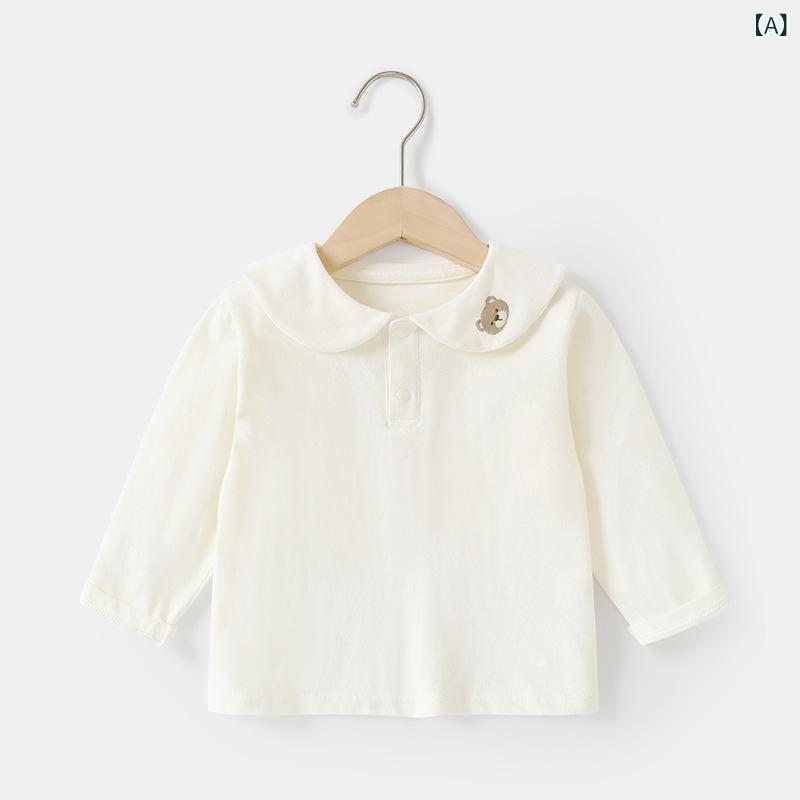 ベビー服 赤ちゃん 長袖Tシャツ 春秋 男女兼用 ポロシャツ 襟付き コットン100% カジュアル 普段使い かわいい 70 80 90 100
