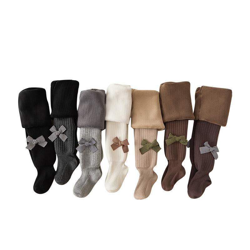 靴下 キッズ 冬用 中国風 加絨 加厚 裏起毛 ワイドリブ 開襠 カートゥーン キノコ柄 タイツ 子供 女の..