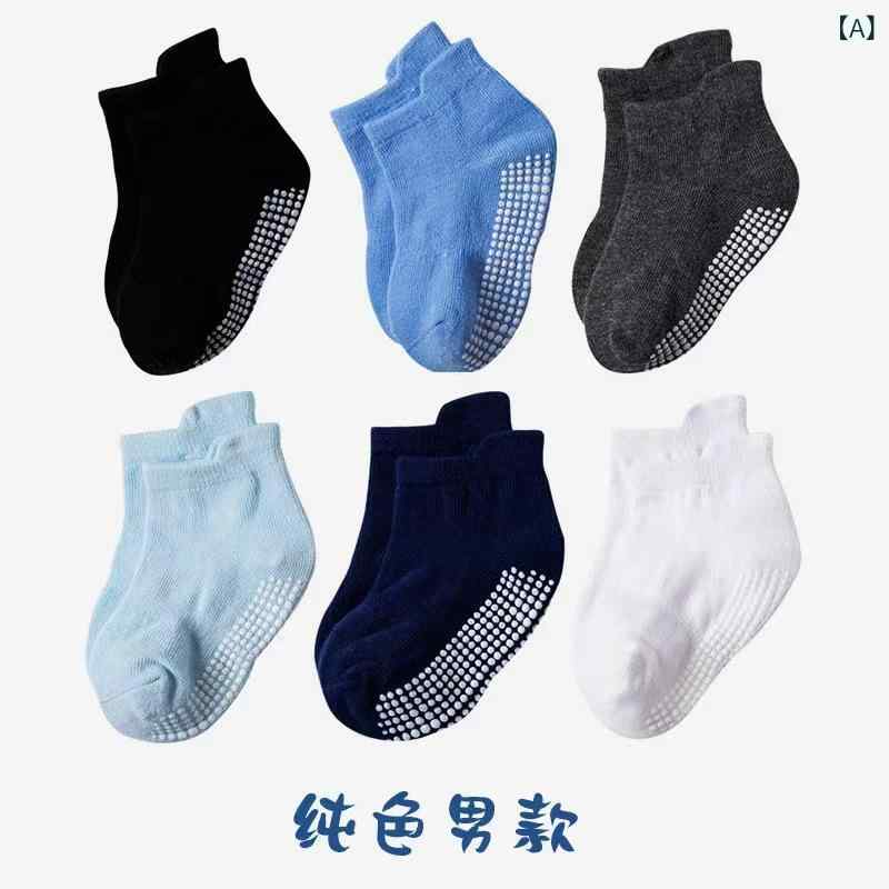 靴下 キッズ ベビー 滑り止め付き 子供用 春夏 ソックス 男の子 女の子 幼児 靴下 S M L 通気性 無地