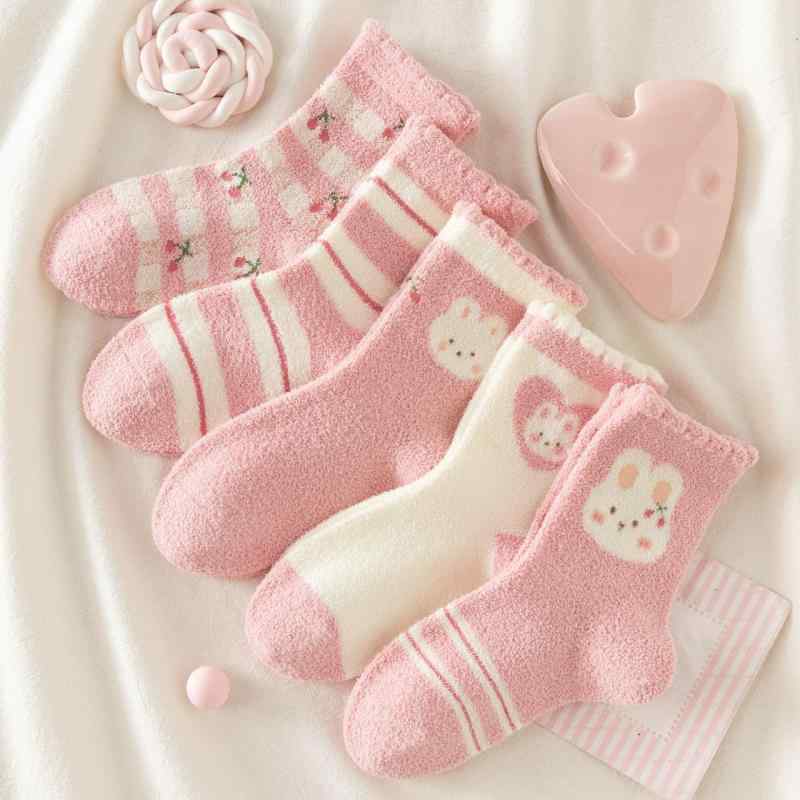 靴下 キッズ 子供 男女兼用 加厚 防寒 珊瑚フリース あったか ルームソックス かわいい アニマル柄 14cm 16cm 18cm 20cm