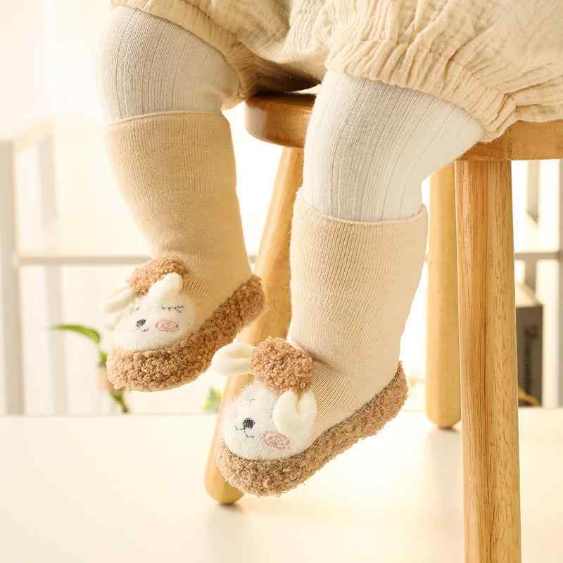ベビー 赤ちゃん用靴下 秋冬 厚手 滑り止め付き 柔らかい底 0歳 幼児 6ヶ月 歩行練習 ルームシューズ 暖かい