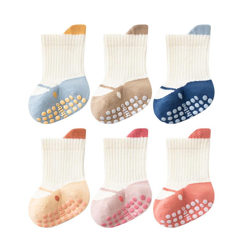 靴下 キッズ ベビー 精梳綿 子供 中筒丈 滑り止め付き A類 幼児 ソックス 春秋 ボーイズ ガールズ ストライプ 格子柄 ドット 通気性 快適 かわいい