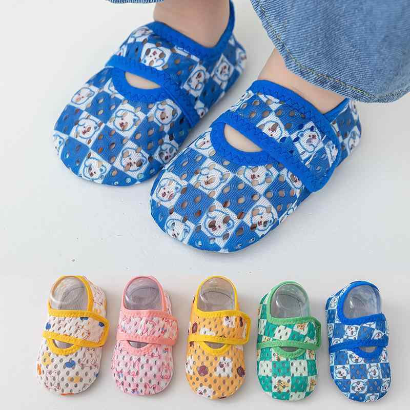 ベビー 靴下 滑り止め付き 柔らかい底 通気性 ベビーソックス 薄手 春夏 子供用 室内履き グリーン 恐竜 格子柄 犬 カラフル ドット イエロー 小熊 ピンク ウサギ