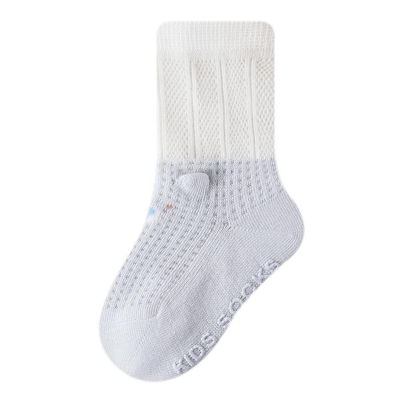 靴下 ベビー S M L XL 春夏 薄手 メッシュ 通気性 滑り止め付き コットン 抗菌 床用靴下 幼児 子供 かわいい カートゥーン ブルー ピンク