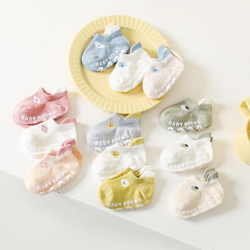 ベビー 靴下 滑り止め付き ショート丈 ソックス 3足セット 新生児 赤ちゃん 薄手 春 かわいい 動物柄 綿 通気性 0歳 1歳 2歳 3歳 4歳 5歳