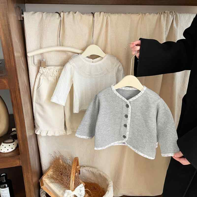 子供服 ジャケット 春秋 ベビー服 女の子 カーディガン 韓国風 無地 アウター かわいい おしゃれ カジュアル 長袖 上着 綿100％ 66cm 73cm 80cm 90cm 100cm