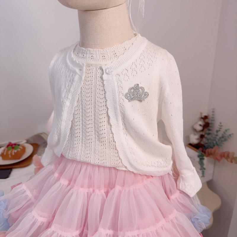 ニットカーディガン キッズ 女の子 薄手 春夏 子供服 かわいい 長袖 アウター トップス ベビー おしゃれ 冷房対策 公園着