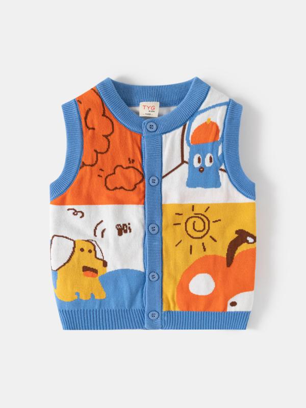 子供服 男の子 ニットベスト ノースリーブ コットン カーディガン 子供 かわいい セーター ベスト ベビー シングルブレスト トップス 春秋 普段使い 通園 通学