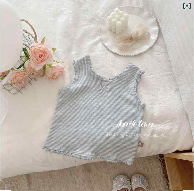 子供服 ベスト 女の子 かわいい 夏服 フリル レース コットン ノースリーブ インナ...