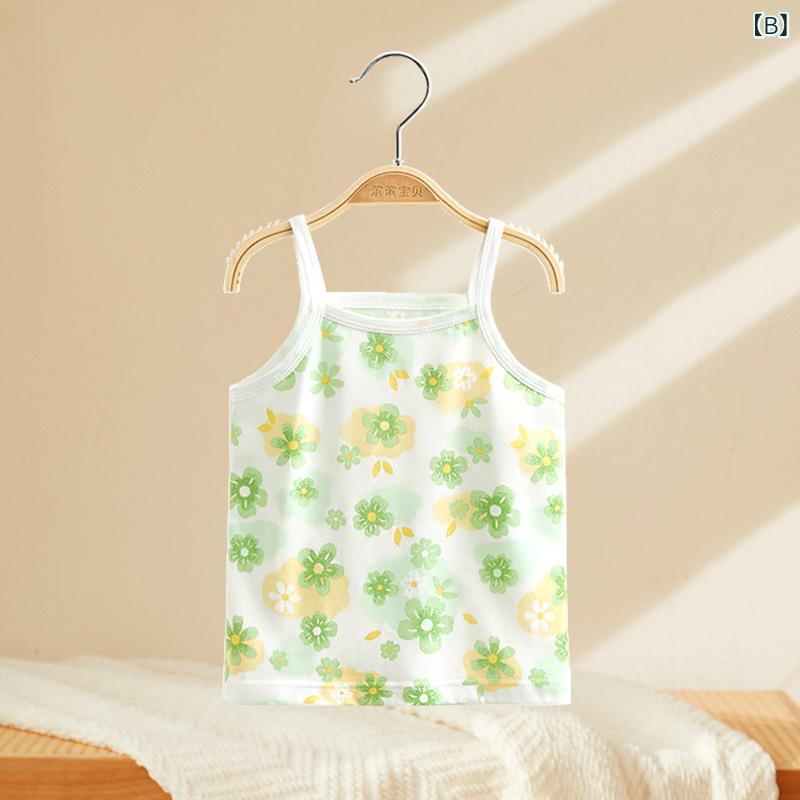 ベビー服 女の子 吊りスカート 夏用 コットン ノースリーブ トップス 花柄 小さな...