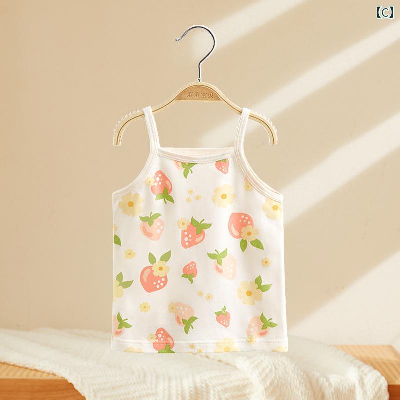 ベビー服 女の子 吊りスカート 夏用 コットン ノースリーブ トップス 花柄 小さな...