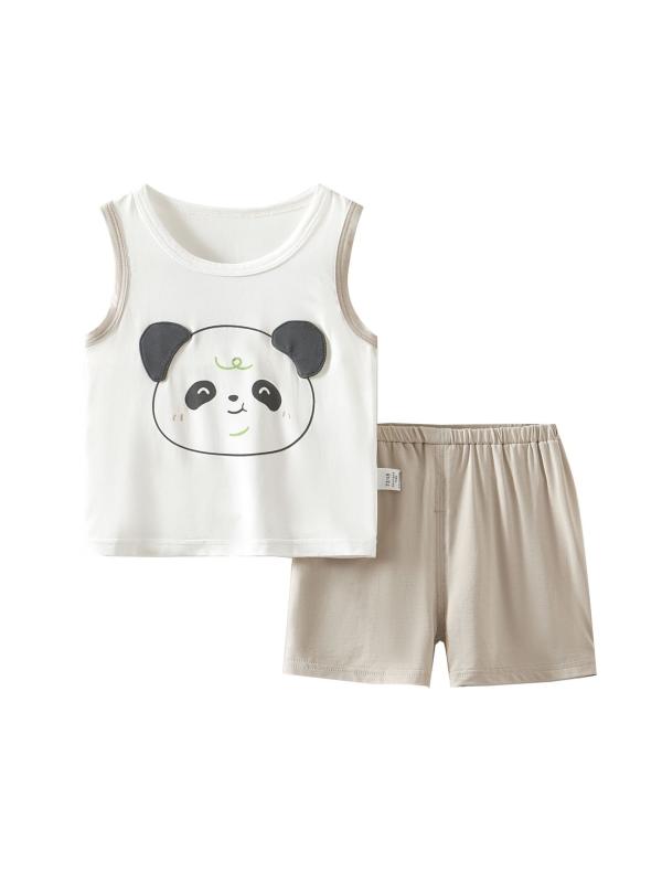 子供用タンクトップ ベビー服 モダール ノースリーブ トップス インナー 接触冷感 薄手 かわいい アニマルプリント 肌着 パジャマ 春夏