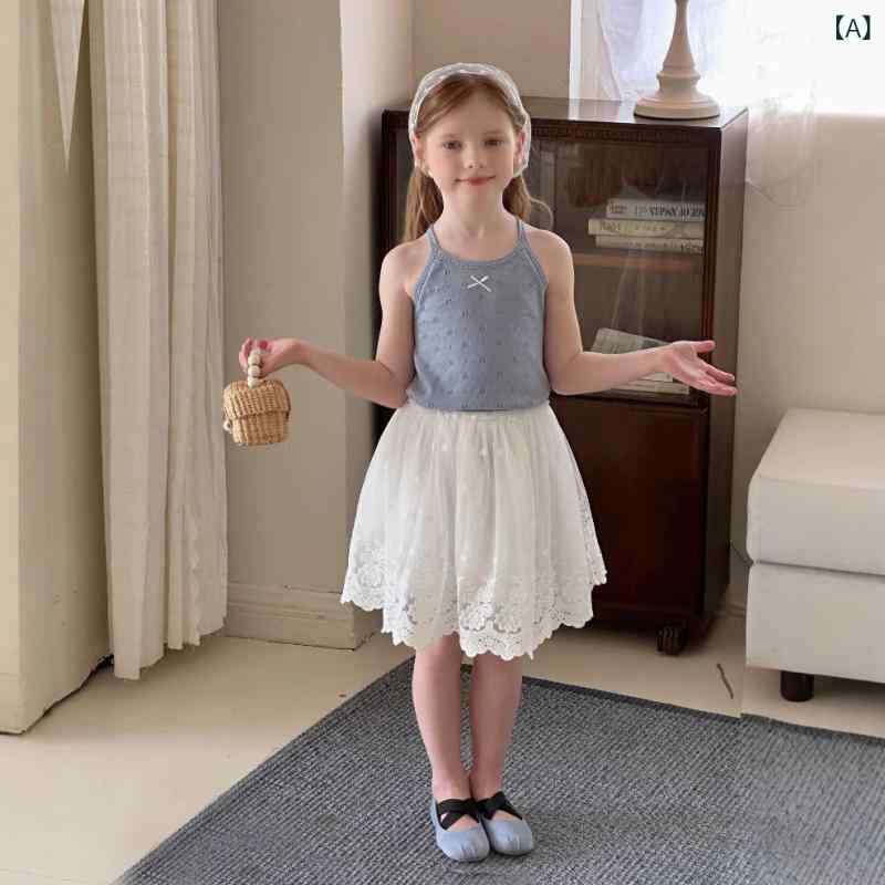 子供服 女の子 ニットベスト 春夏 タンクトップ 薄手 ベビー 蝶結び ノースリーブ ...