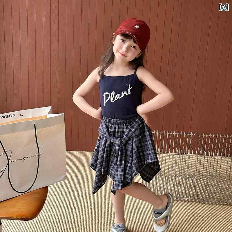 キッズ ベビー服 タンクトップ キャミソール コットン かわいい アルファベット柄 ...