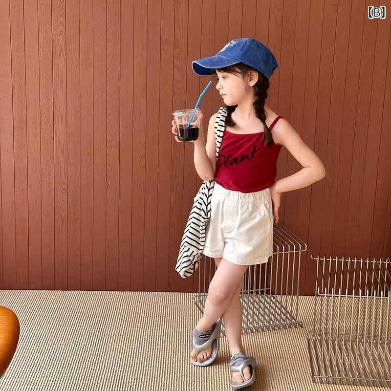 キッズ ベビー服 タンクトップ キャミソール コットン かわいい アルファベット柄 ...
