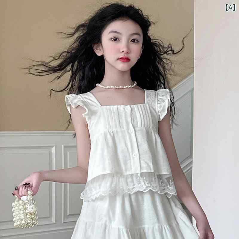 子供服 女の子 レース セットアップ ノースリーブ トップス チュールスカート 上下...