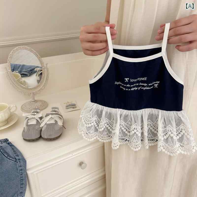 子供服 女の子用セットアップ 夏物 ノースリーブTシャツ デニムショートパンツ レ...