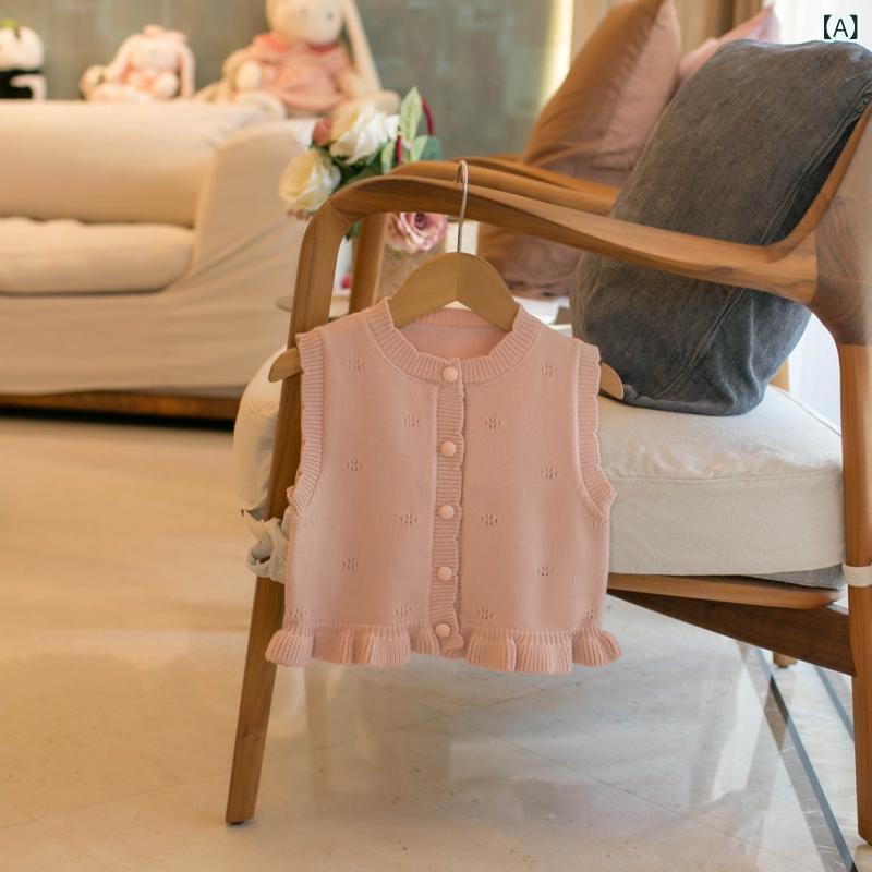 キッズ ニットベスト 女の子 春秋 ベビー 子供服 トップス ノースリーブ セーター ...