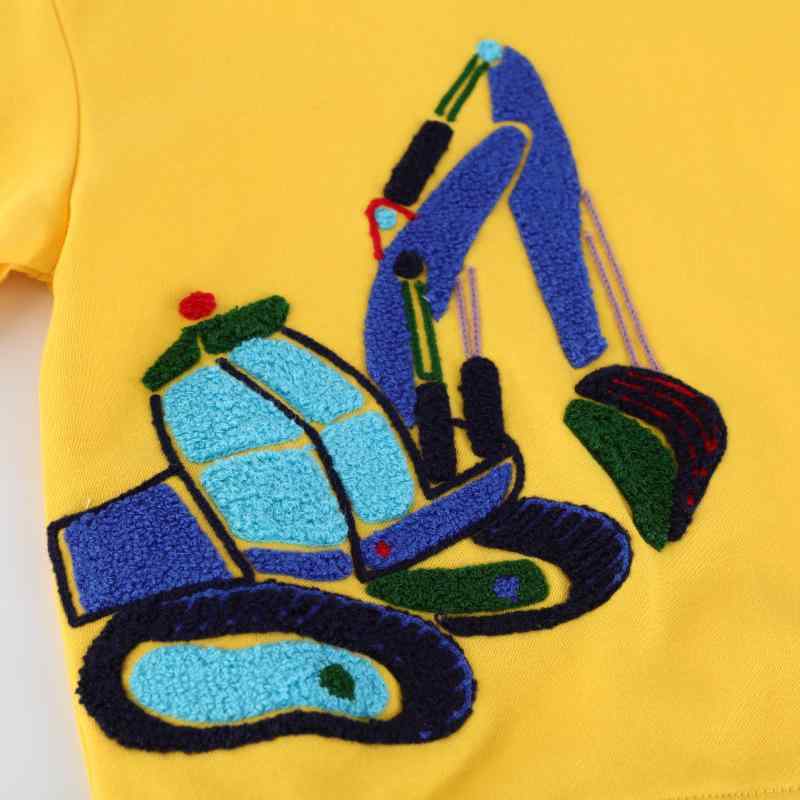 Other - 子供服 トレーナー 男の子 立体 刺繍 働く車 ショベルカー 長袖 トップス カットソー 丸首 綿 春秋 普段使い