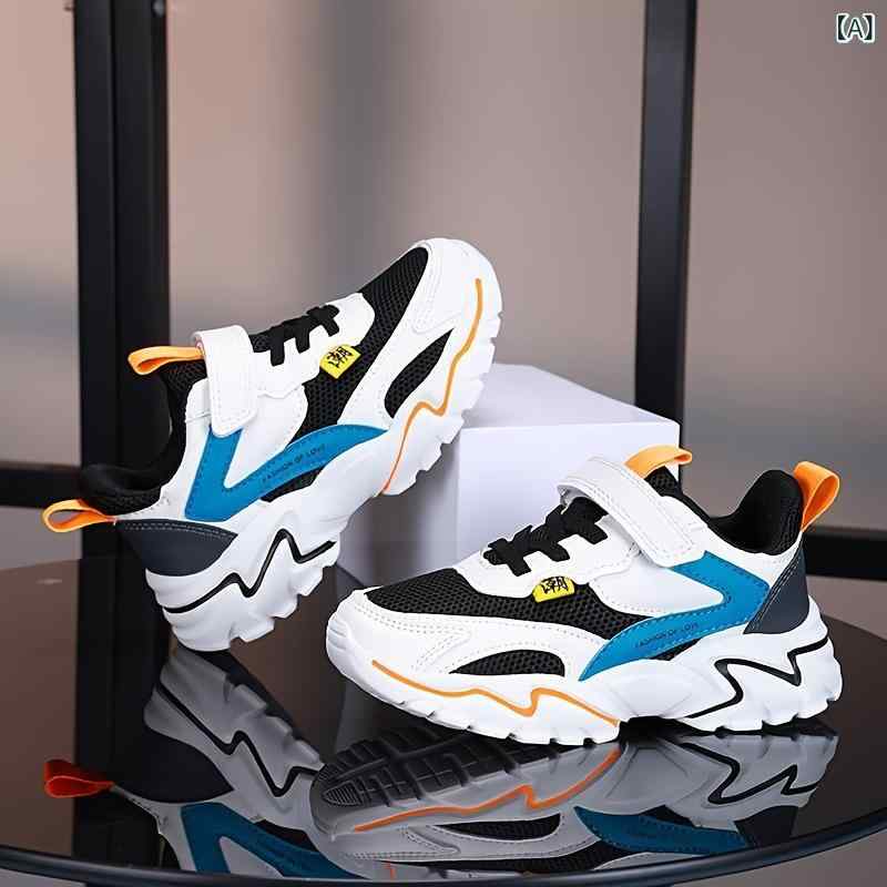 Sneakers - スニーカー キッズ 子供 男の子 運動靴 軽量 通気性 メッシュ 軟底 春夏 黒 28码